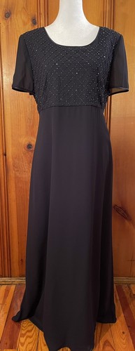 Talbots Navy Sequence Mother Of Bride Party Formal Floor Length Dress Gown 10