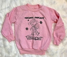 Night Night Vermont Vintage 1995 Pink Sweatshirt Mouse Bear Snowflakes Sz 4 USA
