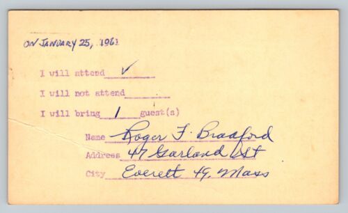 c1961 Boston To Bridgewater MA Postal Card Fire Chief Invite 4c Pony Express - Picture 2 of 2