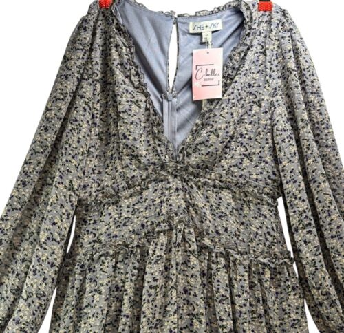 She & Sky Floral Ruffle Tiered Dress Size Medium - Picture 2 of 10