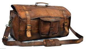 Details About Men S Leather Handmade Vintage Duffle Luggage Weekend Gym Overnight Travel Bag