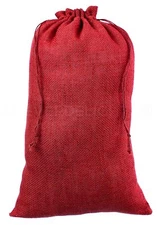 12" x 20" Red Burlap Bags - 10 Pack - 12x20 Inch Jute Burlap Drawstring Sacks