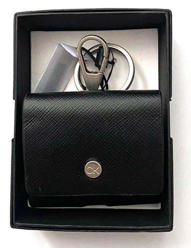 Calvin Klein New Black Leather Saffiano AirPods AirPods Pro Case Keychain |  eBay