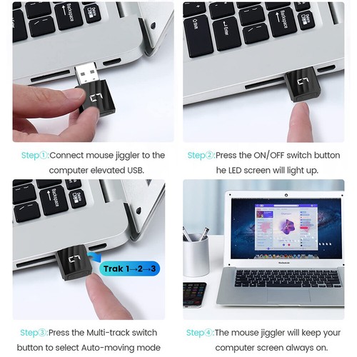 USB Mini Mouse Mover Digital Display Mouse Movement Simulator 3 Modes for Laptop - Picture 10 of 10