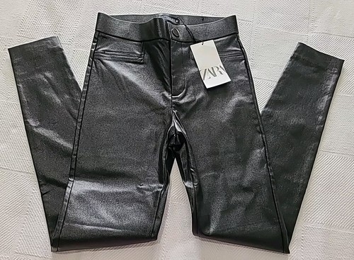 ZARA Black leggings high Waisted rise No Pockets pants size XS - Picture 3 of 10