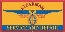 STEARMAN AIRCRAFT COMPANY AIRPLANE DEALER REPAIR SIGN REMAKE BANNER SIZE OPTIONS