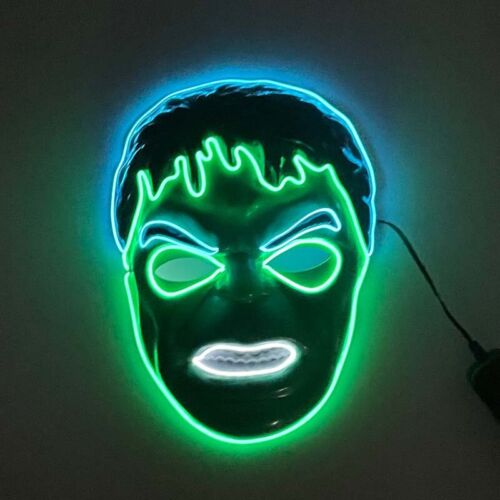 SpiderMan LED Light Mask Cosplay Black Panther Iron Man Full Mask Halloween Show - Picture 20 of 30
