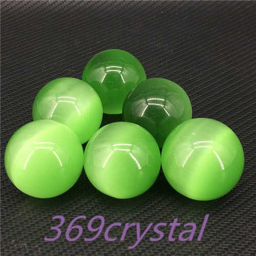 35mm+ Green cat's eye stone sphere quartz Crystal Ball Reiki Healing Gift 1pc - Picture 9 of 10