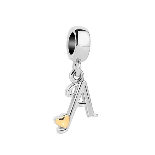 S925 Pendant Charm Bead Alphabet Birthday Names Letter A - Z Love Heart AFG - Picture 2 of 37