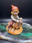Occupied Japan Blond Pixie/Fairy/Imp/Elf Riding Rhino Beetle Figurine
