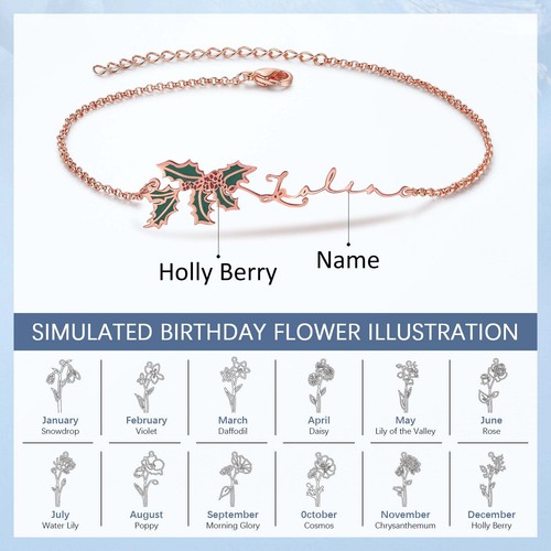 Custom Birthflower Personalised Name Ankelet - Picture 15 of 17