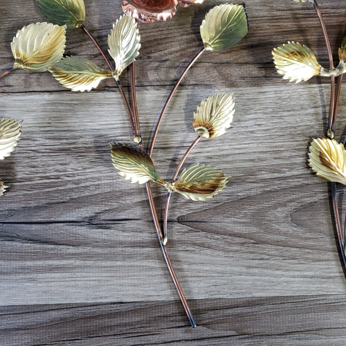 Arte de pared de metal latón cobre rosa vintage de 3 piezas 12" MCM COTTAGE GRANNY CORE - Imagen 6 de 15