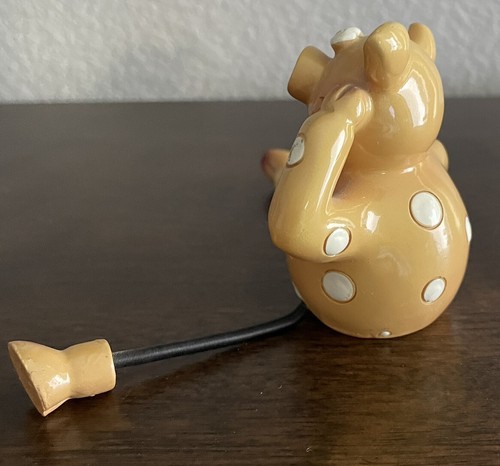 Anthropomorphic Resin Pig Shelf Sitter W/ Dangling Elastic Legs Polka Dots - Picture 3 of 8
