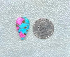 13 Ct  Rare Cotton Candy Kingman Turquoise Pear Cabochon Pendant Gemstone DK=390