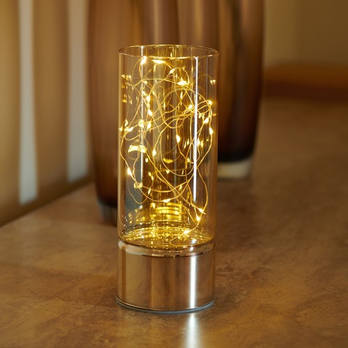 Auraglow Wire Rice Light - Glass Cylinder LED Battery Lantern with Timer Option - Picture 12 of 25
