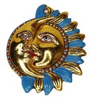 Half Sun & Moon Wall Hanging Mask White Metal Yin & Yang Statue Figurine Figure