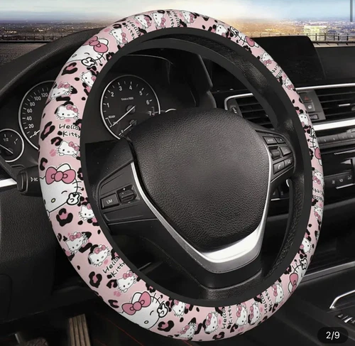 Hello Kitty Pink Bow Steering Wheel Cover.  Car Accessory Fabric Universal New