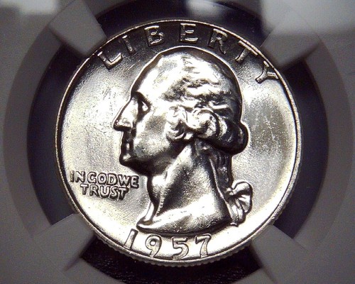 1957 D Washington Quarter - NGC MS64 - FS-501 Misplaced MM - Bright White Beauty - Picture 1 of 5