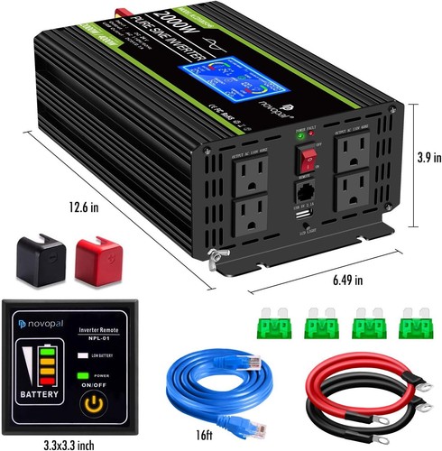 Novopal 2000 Watts Pure Sine Wave Inverter 24V DC to 120V AC Converter for - Picture 6 of 6