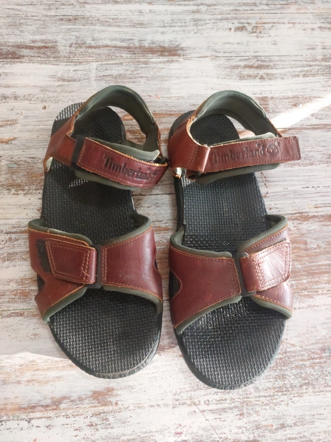 Sandali Timberland da uomo 10M in pelle marrone chiusura regolabile usati