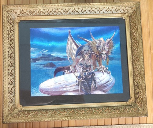 Vintage Chris Achilleos Fantasy Dragon Queen Dufex Print 2000 Vivid Foil Framed - Picture 4 of 13