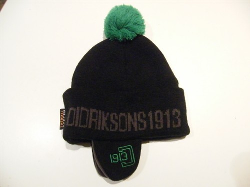 Didrikson 1913 childrens kids bobble fleece lined hat black/green one size - Picture 1 of 3