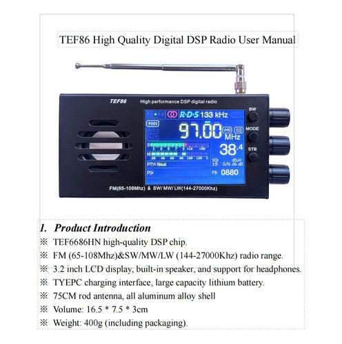 Cyfrowy odbiornik radiowy TEF6686 FM (65-108Mhz) & SW / MW / LW (144-27000Khz) DSP - Zdjęcie 6 z 8