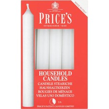 40 PACK Price's Straight White Household & Dinner Candles 5 Hour Burn 16cm 6"