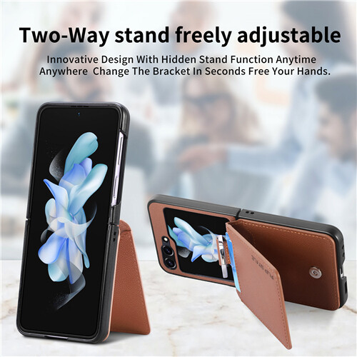 For Samsung Galaxy Z Flip6 Flip5 5G Leather Wallet Cover Case With Ring Holder - Picture 6 of 26