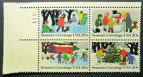 2027 - 30 MNH 1982 20c Seasons Greetings Contemporary Christmas Holidays snow