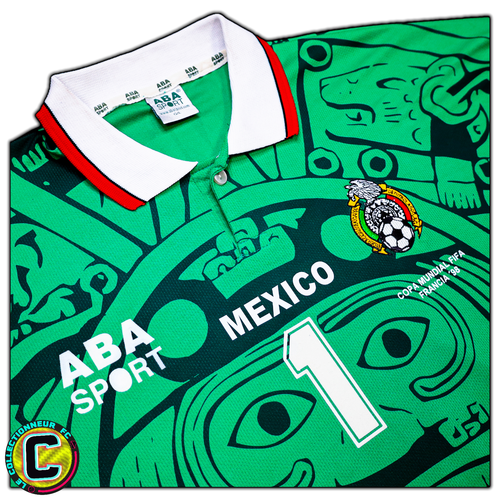 MEXICO FMF WC98 HOME SHIRT L BNWT - CAMISETA ABA SPORT VINTAGE - CAMPOS #10 NEW - Picture 14 of 16