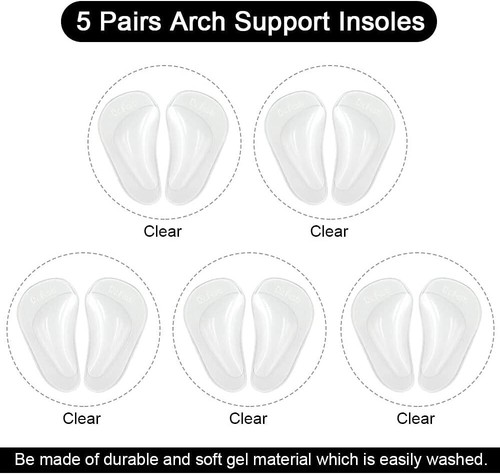 Durable Arch Support Insoles with Thick Gel Pads - 5 Pairs for Enhanced Comfort - Picture 5 of 7
