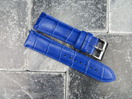 New 21mm Top Grade Grain Leather Strap Blue Watch Band for LONGINES x1 - Foto 2 di 22