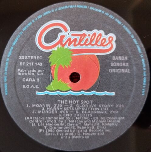 THE HOT SPOT ** Soundtrack ** ORIGINAL 1990 SPAIN LP JOHN LEE HOOKER Miles Davis - Picture 4 of 4
