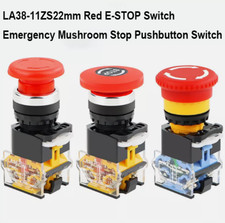 22mm Red E-STOP Switch Emergency Mushroom Stop Pushbutton Switch LA38-11ZS