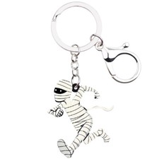 Halloween Acrylic White Bnadage Zombie Keychains Car Bag Key Ring Charms Jewelry