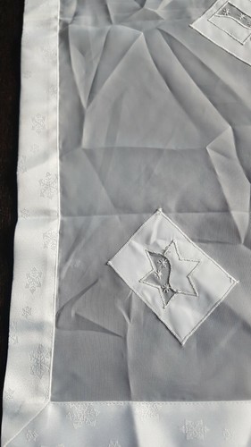Weihnachts Tischdecke, Farbe Weiß durchsichtig mit Silber Sternen, Maße 82 x 82 - Bild 5 von 9