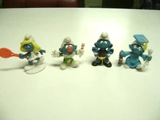 Vintage 1980 SMURFS Clown, Graduate, Weight Lifter, Tennis Smurfette,PVC Figures