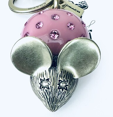 COACH チャーム NWT COACH PINK CRYSTAL MOUSE BRASS CAX70 | eBay