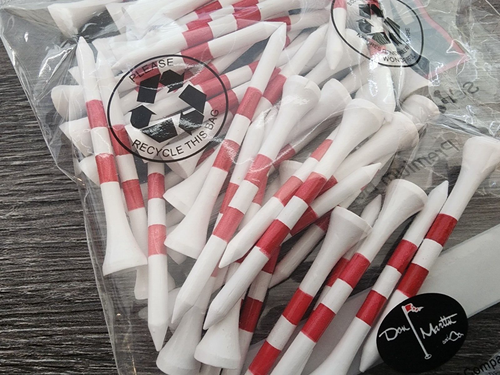 NEU 50 Stück 2-3/4" weiß/rot gestreift Premium Bambus T-Shirt Golf Tees⛳⛳⛳ - Bild 6 von 6