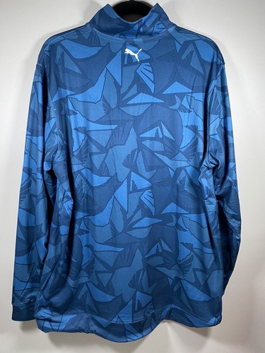 Puma Volition “Aerial” ¼-Zip Performance Jersey, NWT - Mens L + XL – Blue Camo - Picture 4 of 9