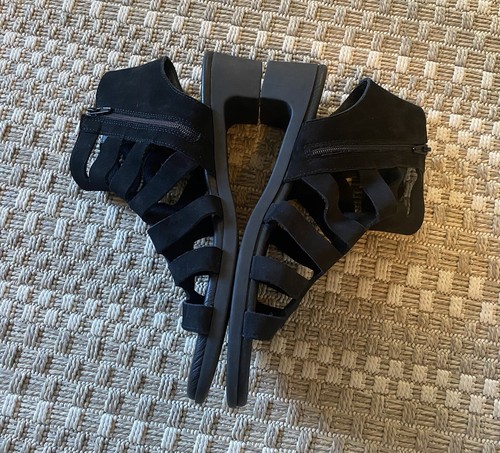 ARCHE Kisuro Black Nubuck Leather Low Heel Sandals 40 / 9 - Picture 9 of 9