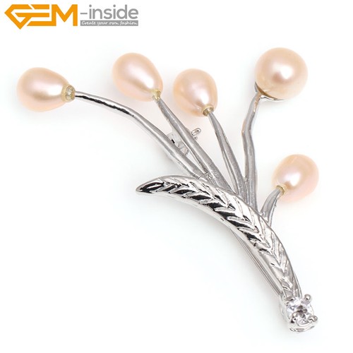 Cultured Pearls Beads Rhinestone Silver Plated Fashion Jewelry Women Brooch Pin - Picture 14 of 20
