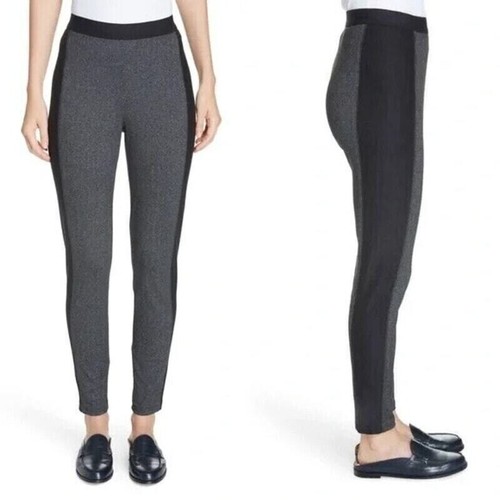 Eileen Fisher Womens XL Pull On Legging Pant Black/Gray Herringbone Panel Lounge - Picture 2 of 8