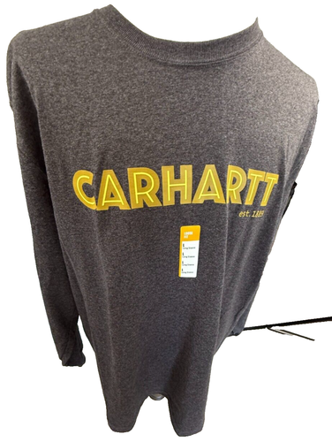 T-shirt uomo Carhartt Loose Fit pesante grigia logo manica lunga grande nuova - Foto 4 di 4