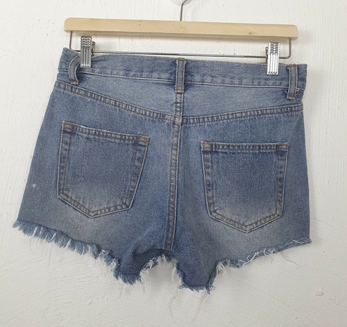 DOTTI Womens Shorts Size 8 Blue Distressed Denim with Embroidered Detail - Picture 3 of 5