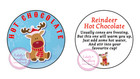 Christmas Reindeer Hot Chocolate Cone Stickers Labels Seals Xmas Eve Box