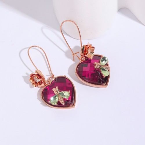 Pendientes de gota de corazón de piedra Betsey Johnson del vendedor de EE. UU. - Imagen 2 de 4