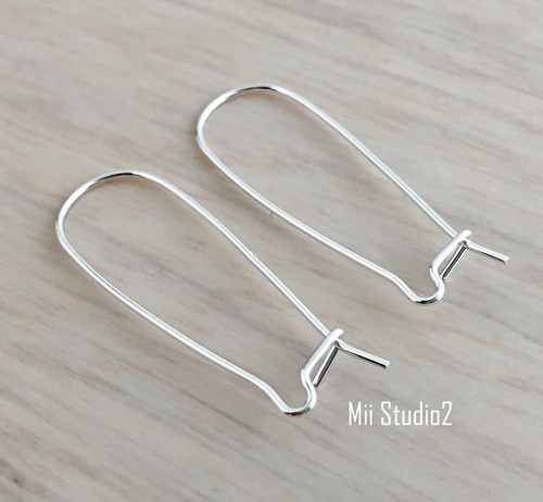 10x Kidney Earring ear wire large 35mm 925 Sterling Silver 20.5 gauge wire E03s - Picture 3 of 6