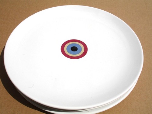 IKEA SET OF 3 PORCELAIN DINER PLATES 10'' MADE IN PORTUGAL WHITE/RED - 第 5/6 張圖片